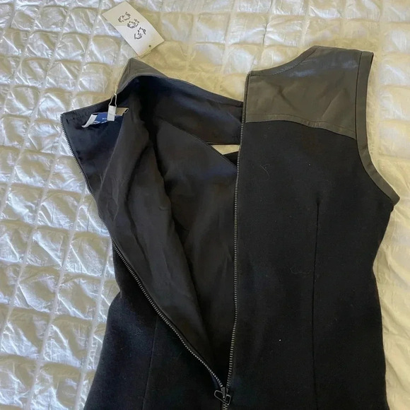Sea New York wool leather trim ruched mini dress - Picture 10 of 11
